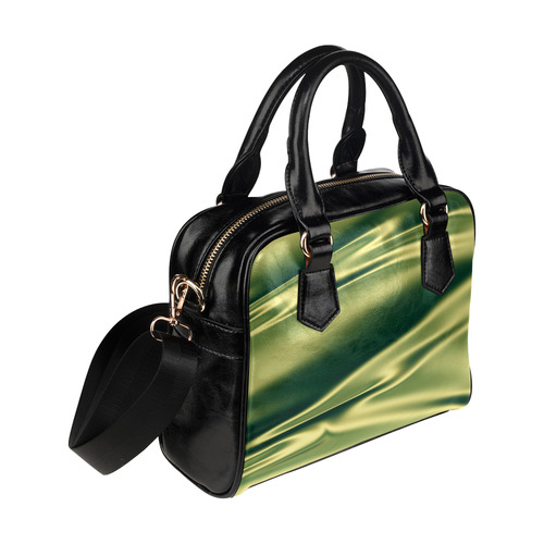 Green satin 3D texture Shoulder Handbag (Model 1634)