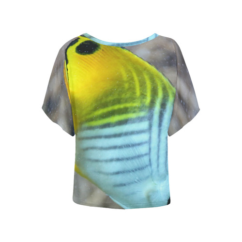 Threadfin Butterflyfish Women's Batwing-Sleeved Blouse T shirt (Model T44)