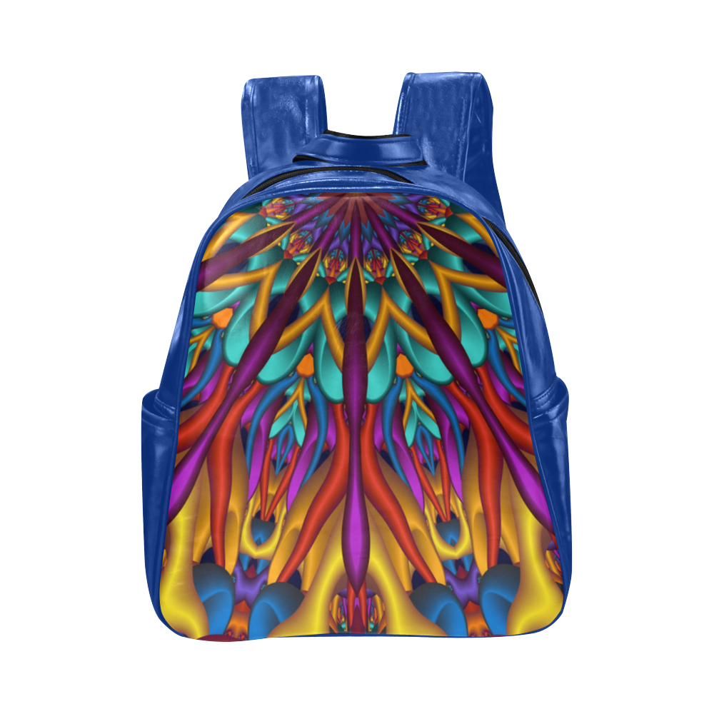 Psychedelic 3D fractal mandala Downwards Version Multi-Pockets Backpack (Model 1636)