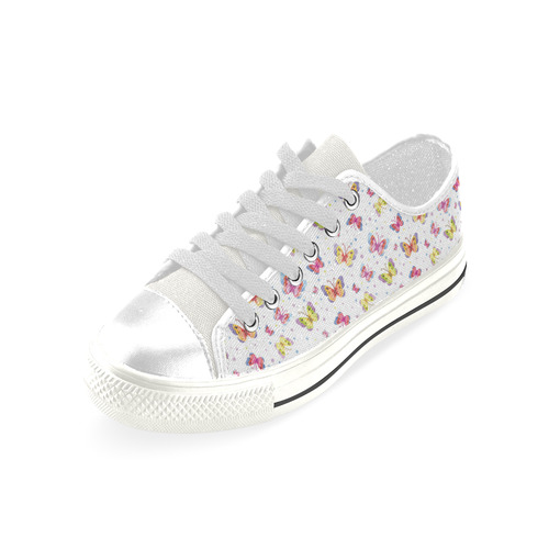 Watercolor Butterflies Low Top Canvas Shoes for Kid (Model 018)