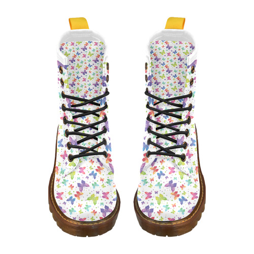 Colorful Butterflies High Grade PU Leather Martin Boots For Women Model 402H