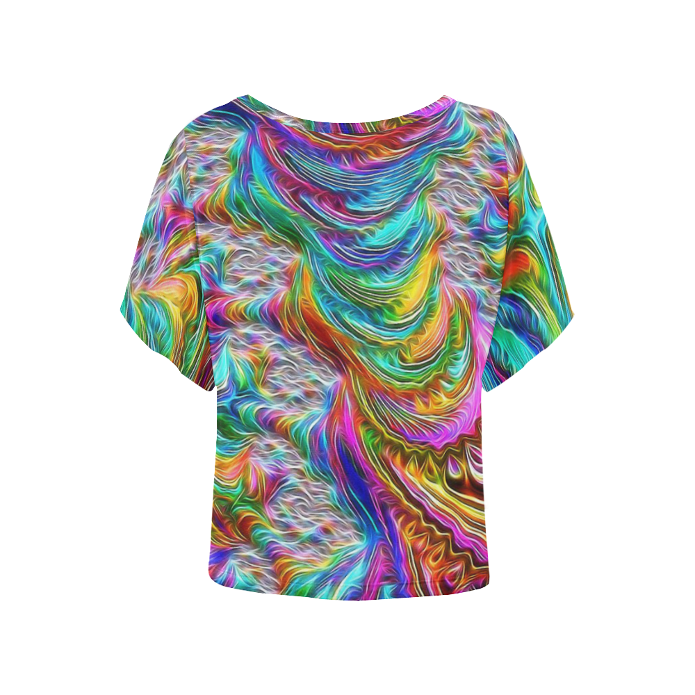 gorgeous Fractal 175 C by JamColors Women's Batwing-Sleeved Blouse T shirt (Model T44)