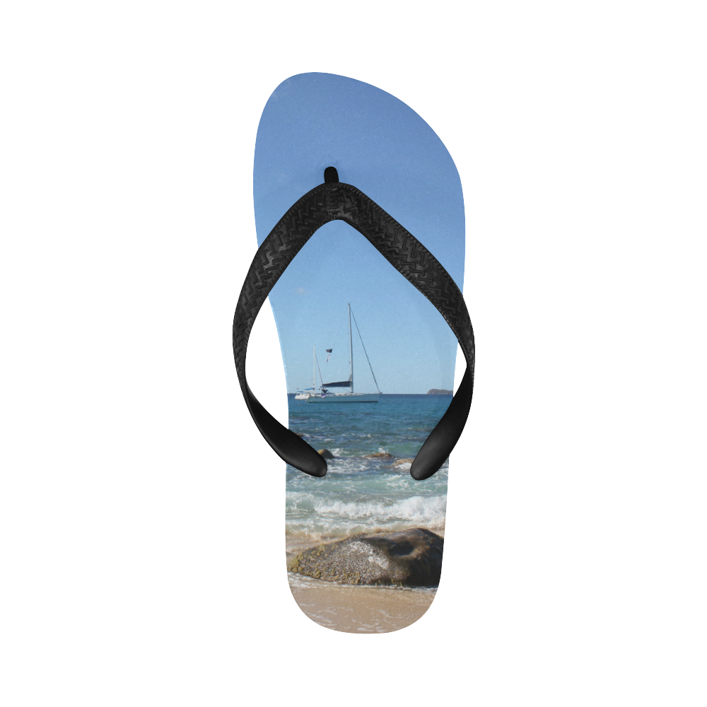 Sailing Boats at Virgin Gorda BVI Flip Flops for Men/Women (Model 040)