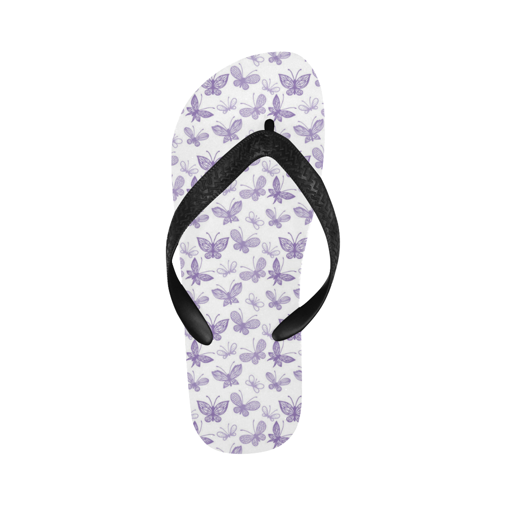 Cute Purple Butterflies Flip Flops for Men/Women (Model 040)