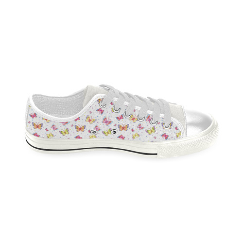 Watercolor Butterflies Low Top Canvas Shoes for Kid (Model 018)