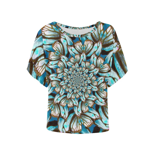 Flower Power Swirls Women's Batwing-Sleeved Blouse T shirt (Model T44)