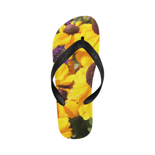 Yellow Flowers Flip Flops for Men/Women (Model 040)