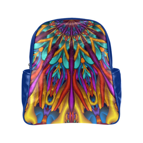 Psychedelic 3D fractal mandala Downwards Version Multi-Pockets Backpack (Model 1636)