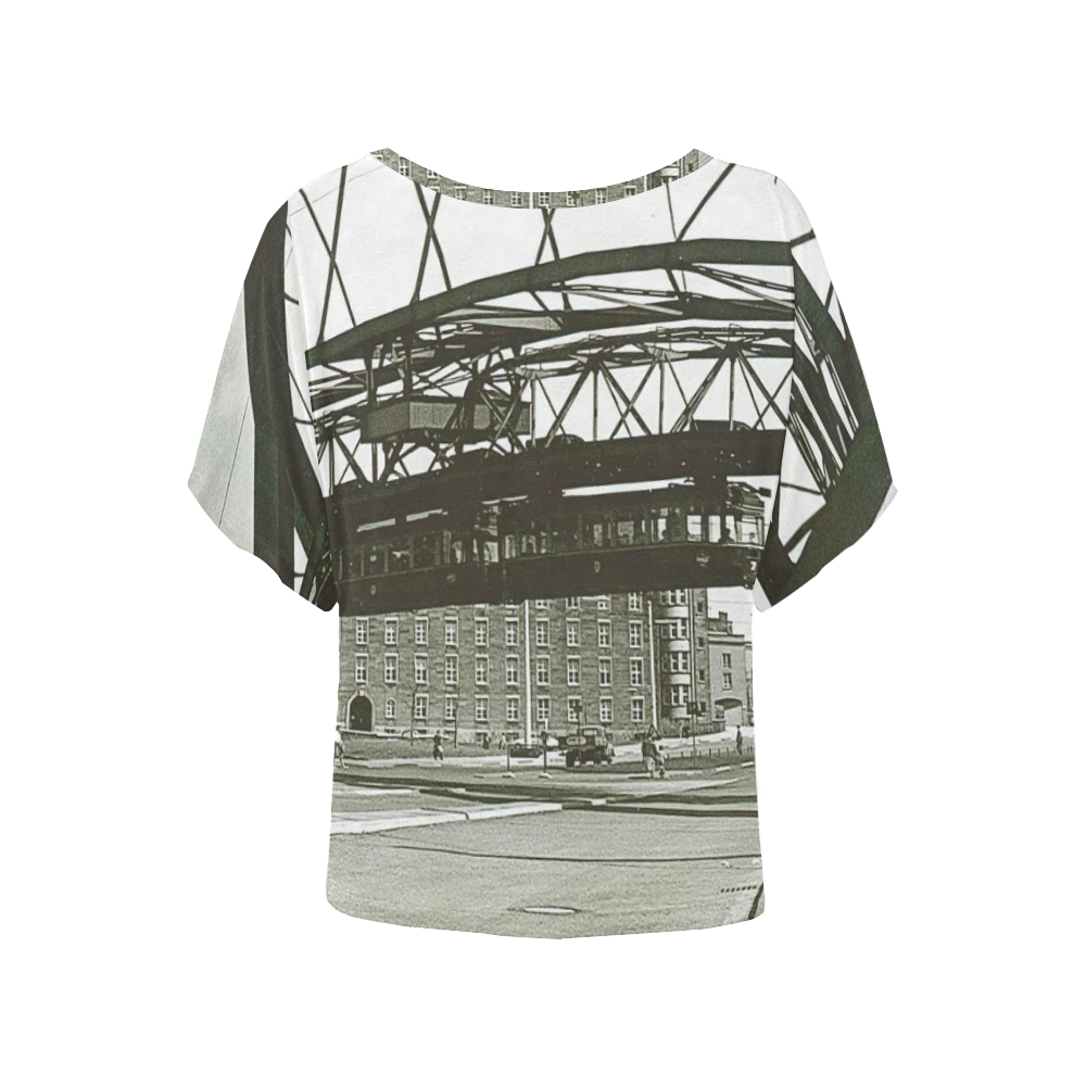 Wuppertal Schwebebahn vintage Photo Women's Batwing-Sleeved Blouse T shirt (Model T44)
