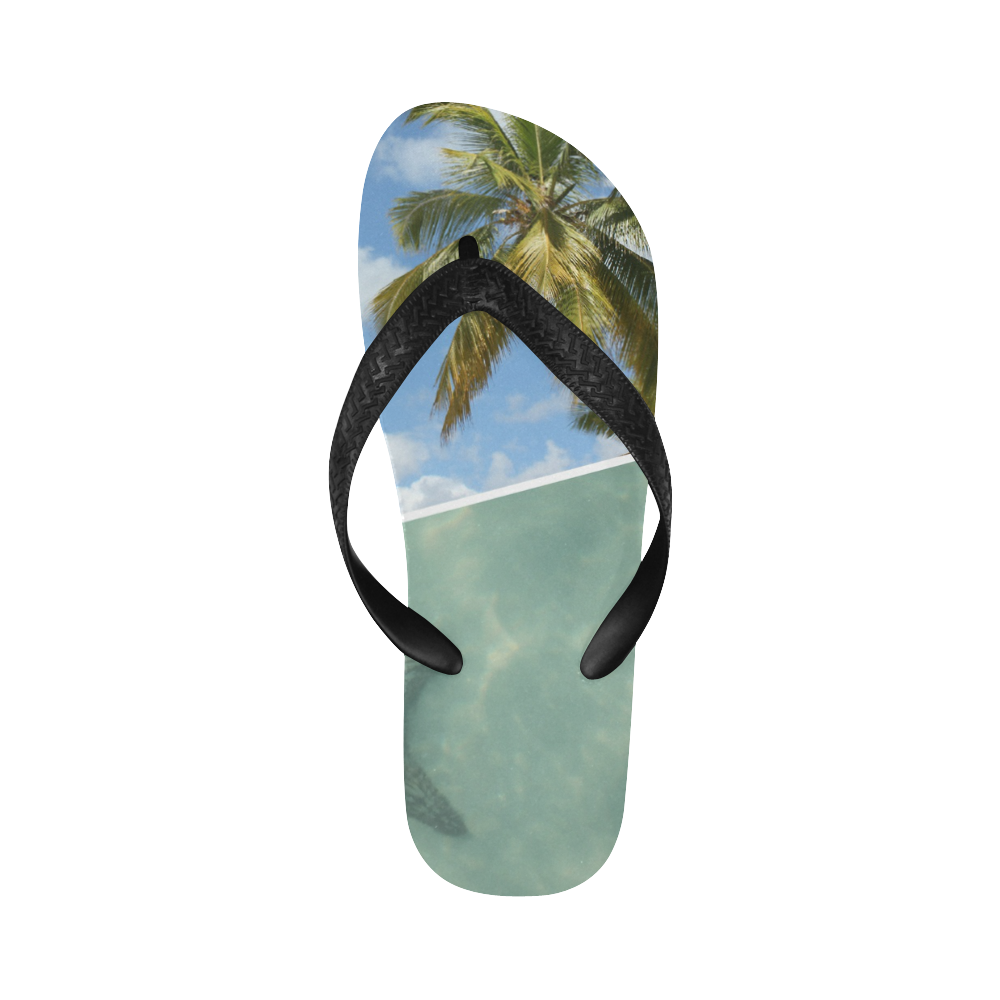 Caribbean Vacation Photo Collage Flip Flops for Men/Women (Model 040)