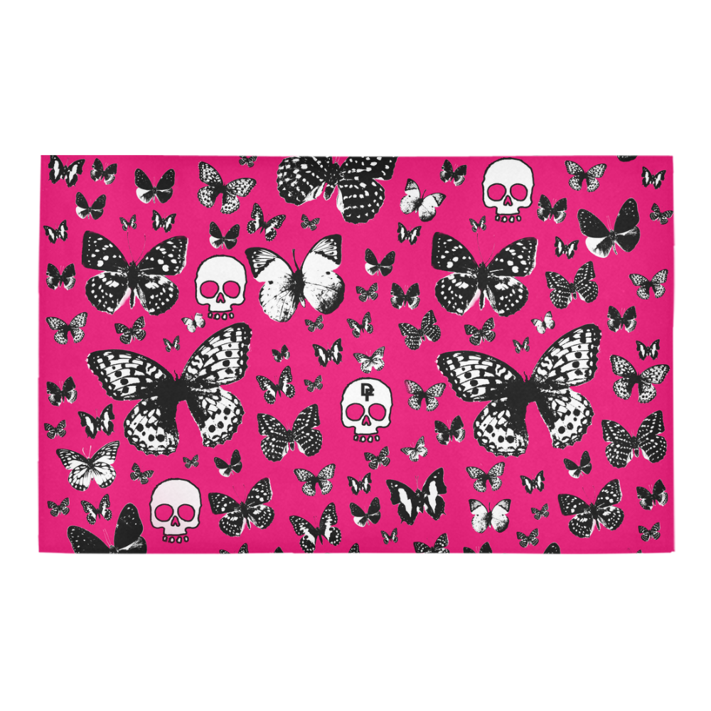 Skulls & Butterflies on Pink Bath Rug 20''x 32''