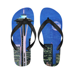 Seattle Space Needle Watercolor Flip Flops for Men/Women (Model 040)