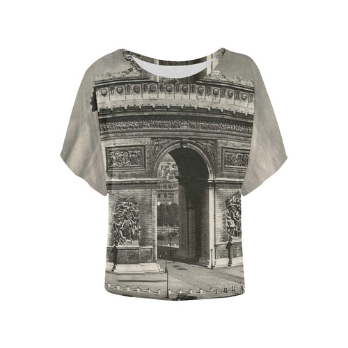 Vintage Arc de Triomphe Women's Batwing-Sleeved Blouse T shirt (Model T44)