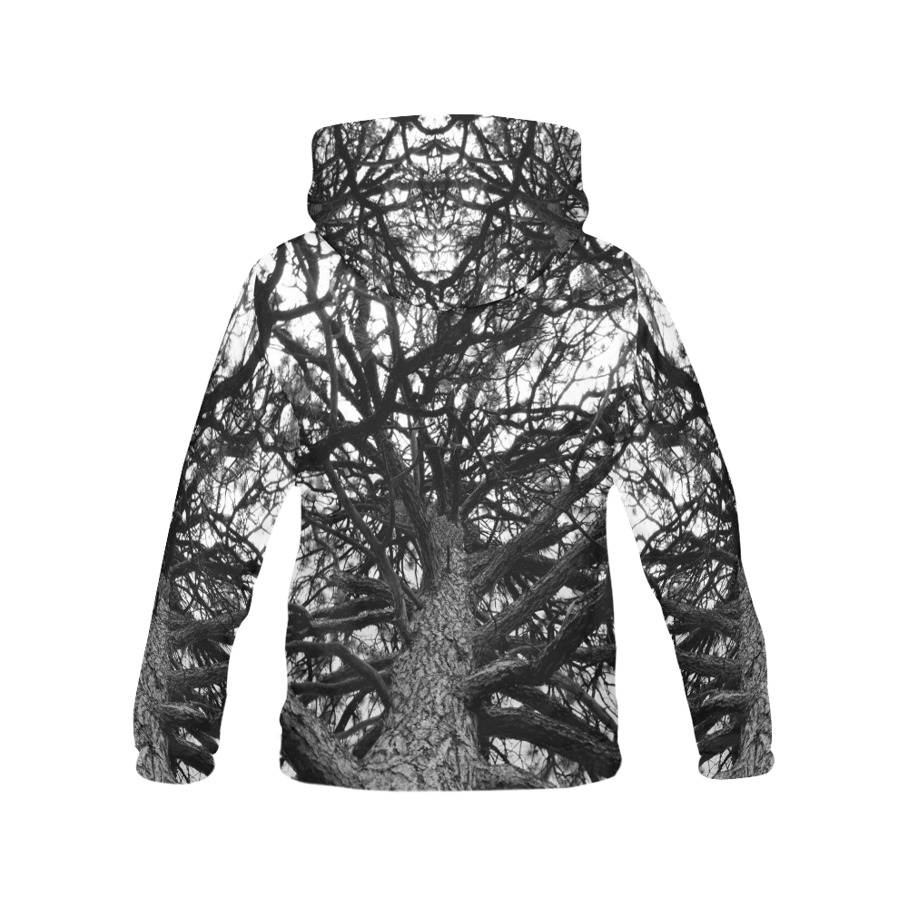 Tree Black and White All Over Print Hoodie for Men (USA Size) (Model H13)