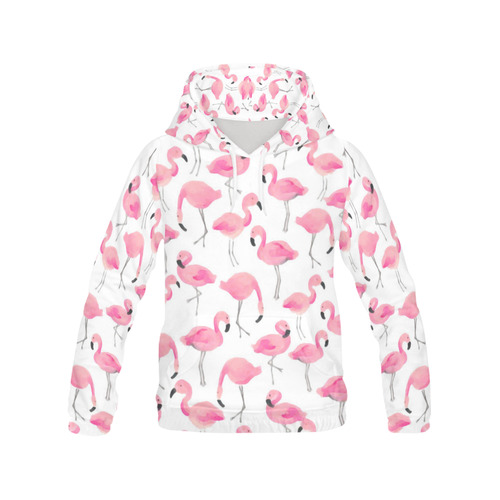 Pink Flamingos All Over Print Hoodie for Women (USA Size) (Model H13)