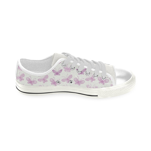 Fantastic Pink Butterflies Low Top Canvas Shoes for Kid (Model 018)