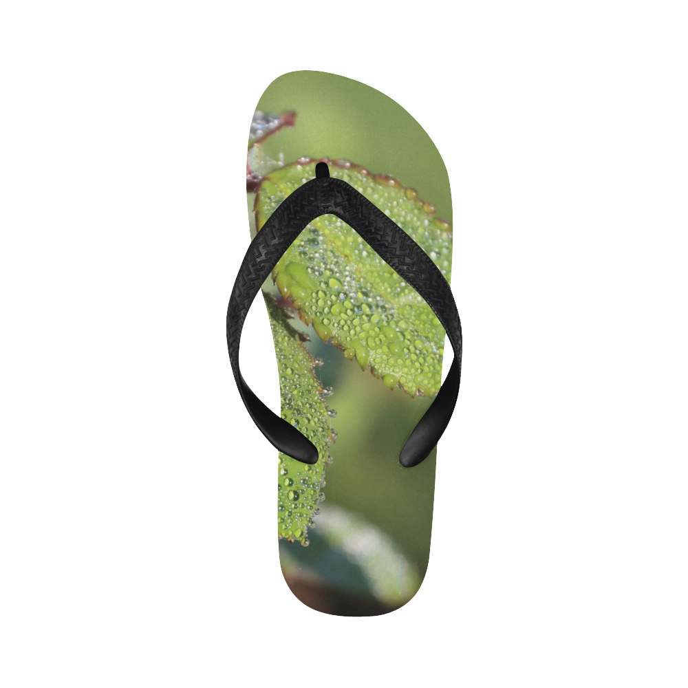 Dewy Green Leaves Flip Flops for Men/Women (Model 040)