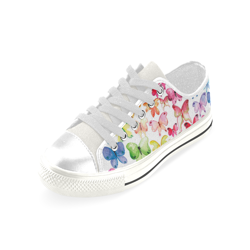 Rainbow Butterflies Low Top Canvas Shoes for Kid (Model 018)