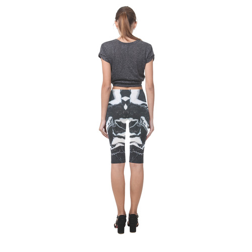Black and white marble stone texture Hestia Cropped Leggings (Model L03)
