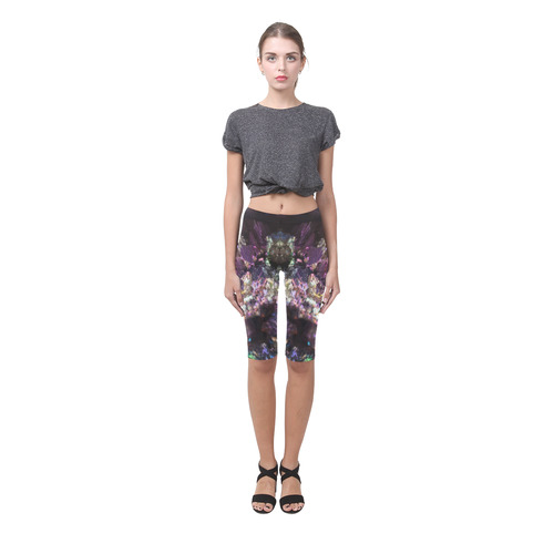 Purple green and blue crystal stone texture Hestia Cropped Leggings (Model L03)