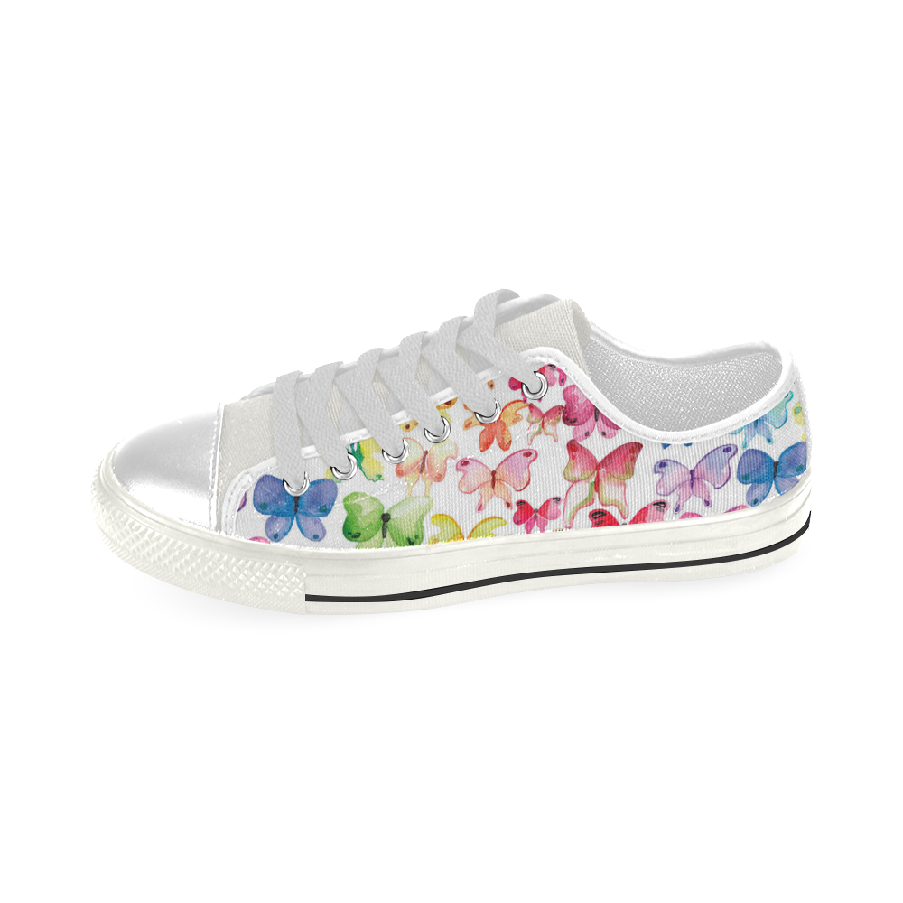 Rainbow Butterflies Low Top Canvas Shoes for Kid (Model 018)