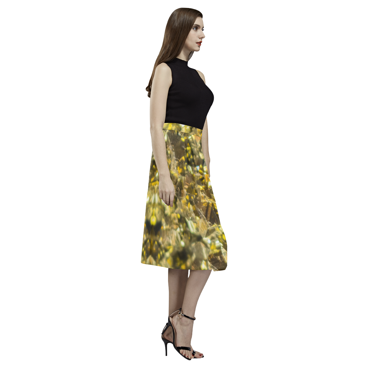 Golden stone texture Aoede Crepe Skirt (Model D16)