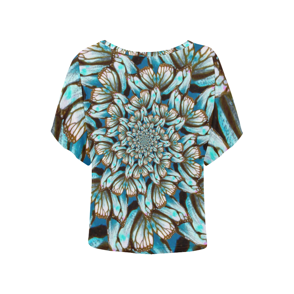 Flower Power Swirls Women's Batwing-Sleeved Blouse T shirt (Model T44)