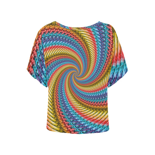Escher’s Droste Spirals Women's Batwing-Sleeved Blouse T shirt (Model T44)