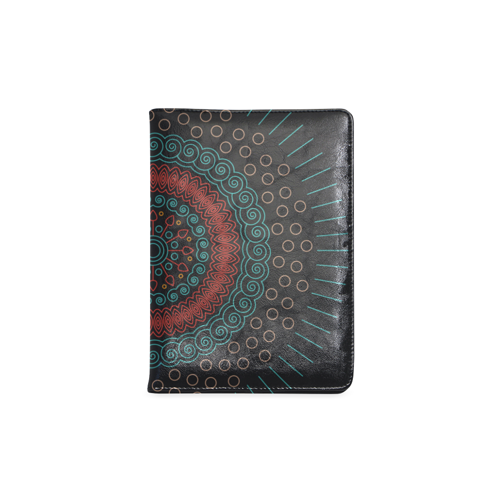 red with green mandala circular Custom NoteBook A5