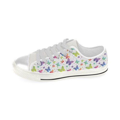 Colorful Butterflies Low Top Canvas Shoes for Kid (Model 018)