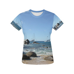 Sailing Boats at Virgin Gorda BVI All Over Print T-Shirt for Women (USA Size) (Model T40)
