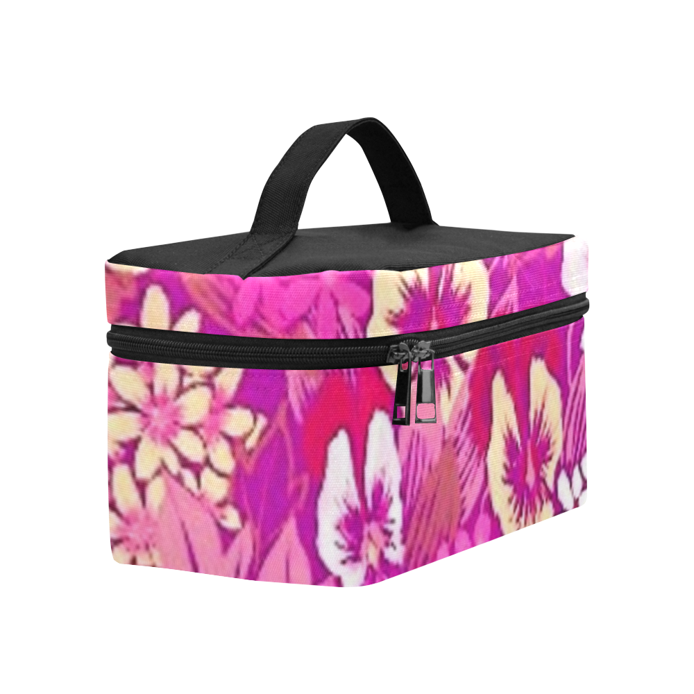 Pink Pansy Cosmetic Bag/Large (Model 1658)