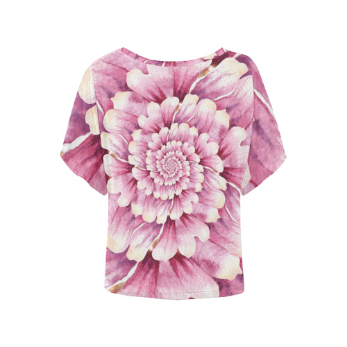 Flower Swirls Women's Batwing-Sleeved Blouse T shirt (Model T44)