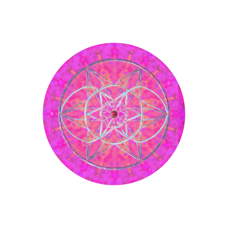 mandlala flower 5-violet symbol Round Mousepad