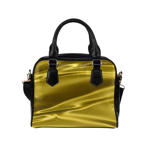 Gold satin 3D texture Shoulder Handbag (Model 1634)