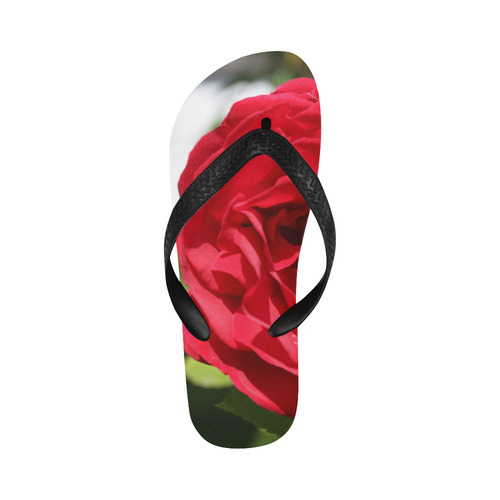 Red Rose Flower Blossom Flip Flops for Men/Women (Model 040)