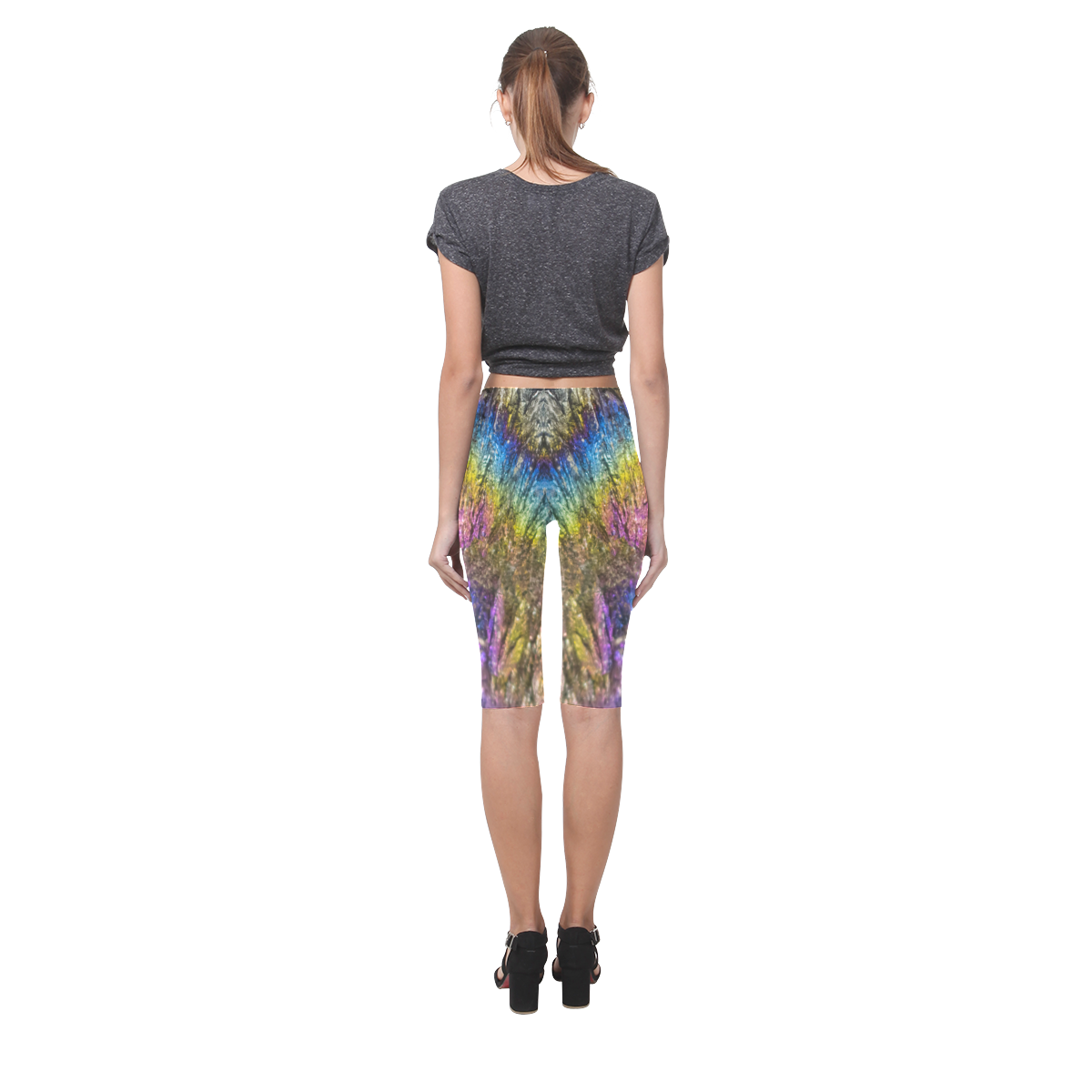 Colorful stone texture Hestia Cropped Leggings (Model L03)