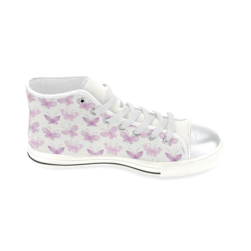 Fantastic Pink Butterflies High Top Canvas Shoes for Kid (Model 017)