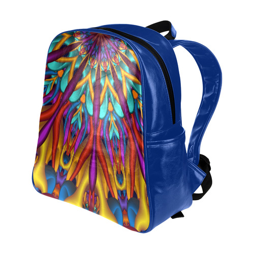 Psychedelic 3D fractal mandala Downwards Version Multi-Pockets Backpack (Model 1636)