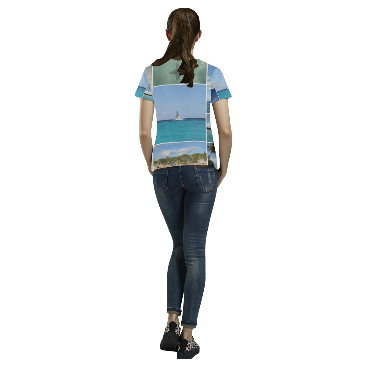 Isla Saona Caribbean Photo Collage All Over Print T-Shirt for Women (USA Size) (Model T40)