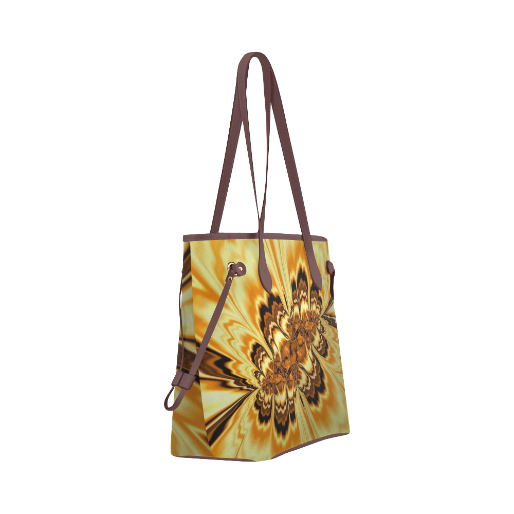 amazing Fractal 43 golden by JamColors Clover Canvas Tote Bag (Model 1661)