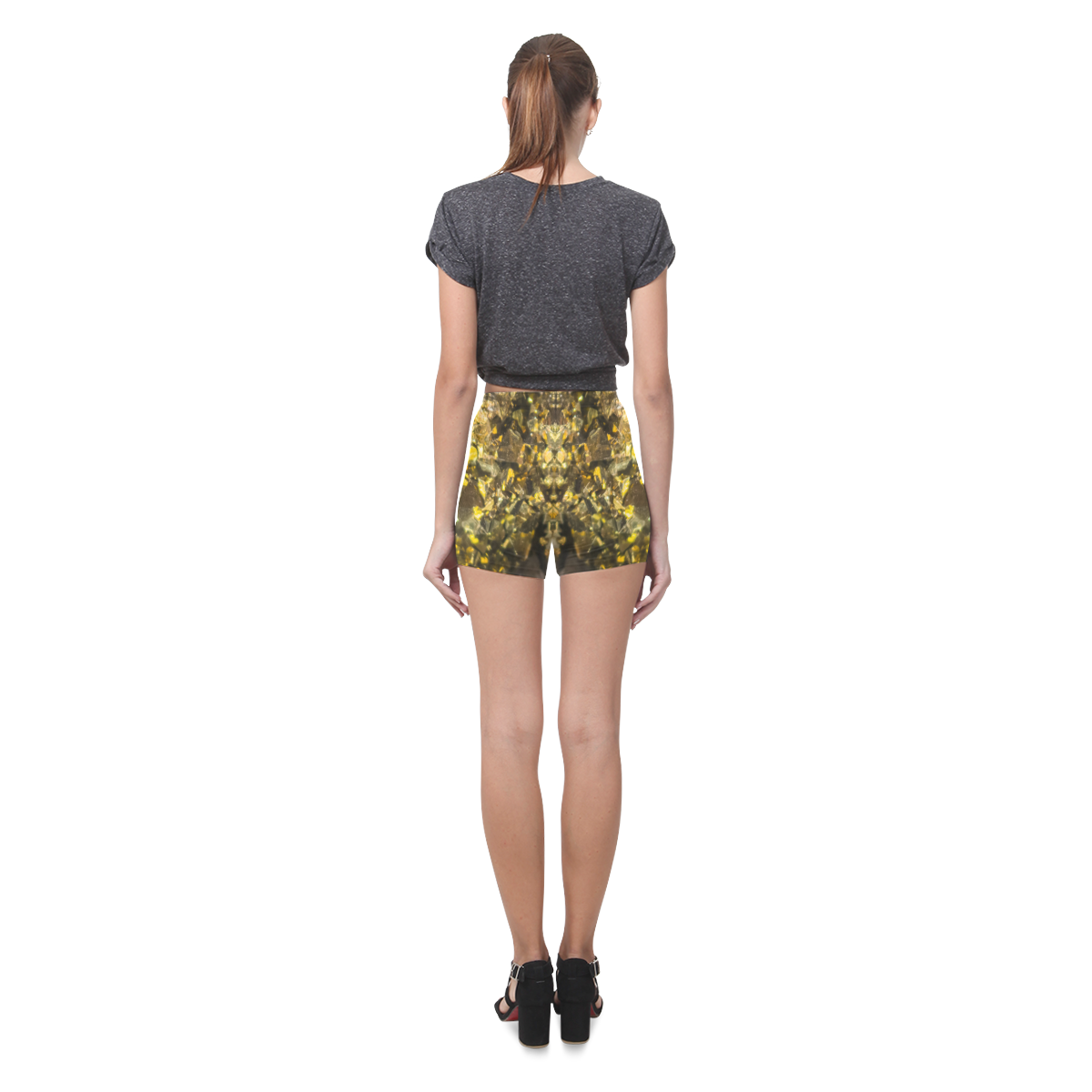 Golden stone texture Briseis Skinny Shorts (Model L04)