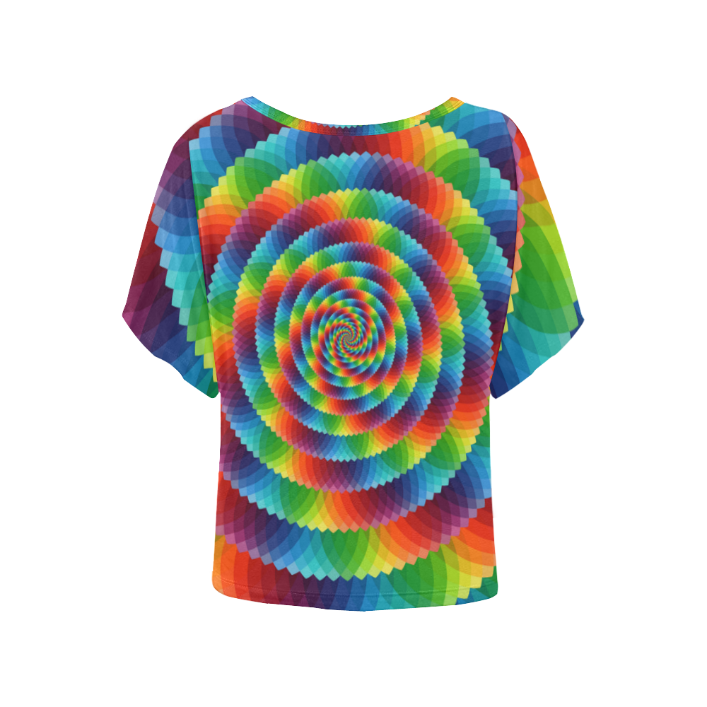psychedelic spirals Women's Batwing-Sleeved Blouse T shirt (Model T44)