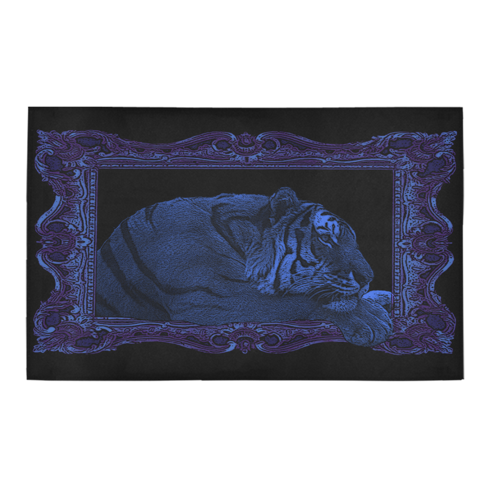 blue tiger framed Bath Rug 20''x 32''