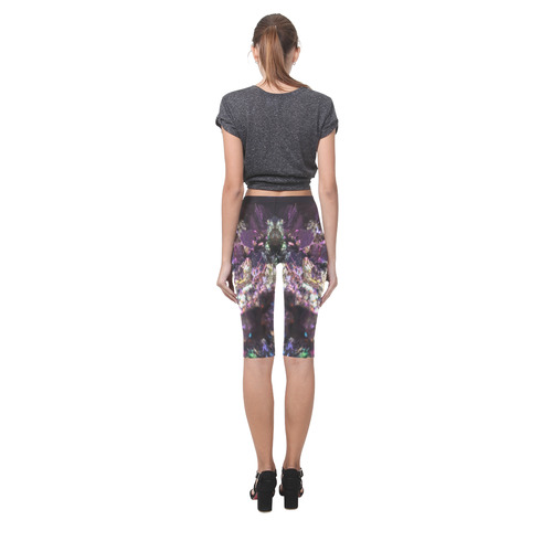Purple green and blue crystal stone texture Hestia Cropped Leggings (Model L03)