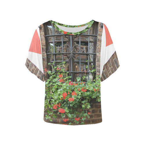 Vintage Window Women's Batwing-Sleeved Blouse T shirt (Model T44)