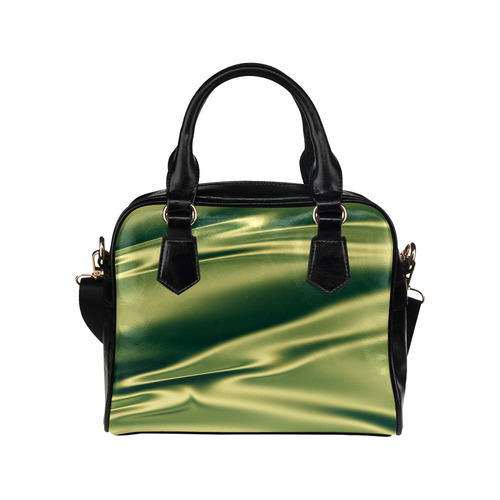 Green satin 3D texture Shoulder Handbag (Model 1634)