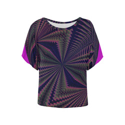 Neon Floral Buffalos Women's Batwing-Sleeved Blouse T shirt