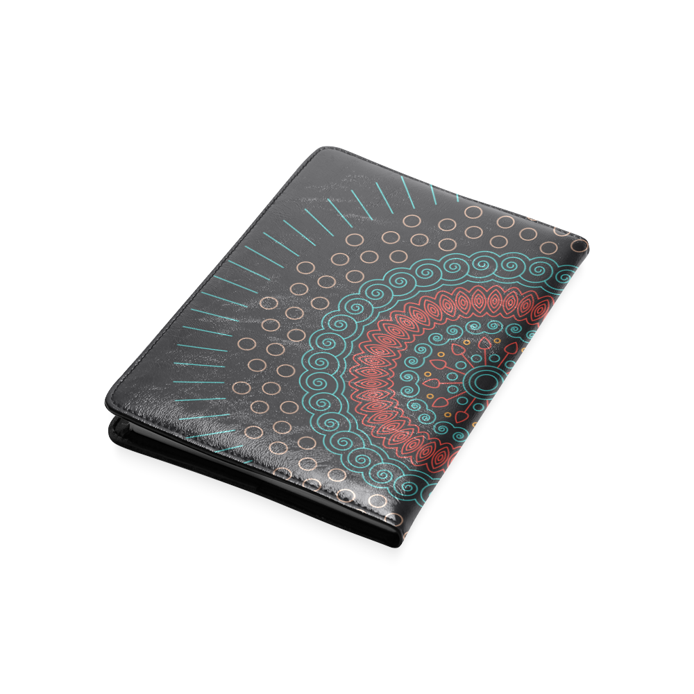 red with green mandala circular Custom NoteBook A5