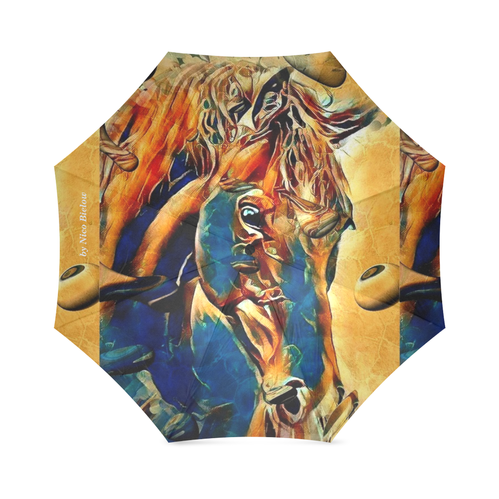Abstrac Horse by Nico Bielow Foldable Umbrella (Model U01)